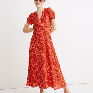 Chic Red Floral Midi Dress